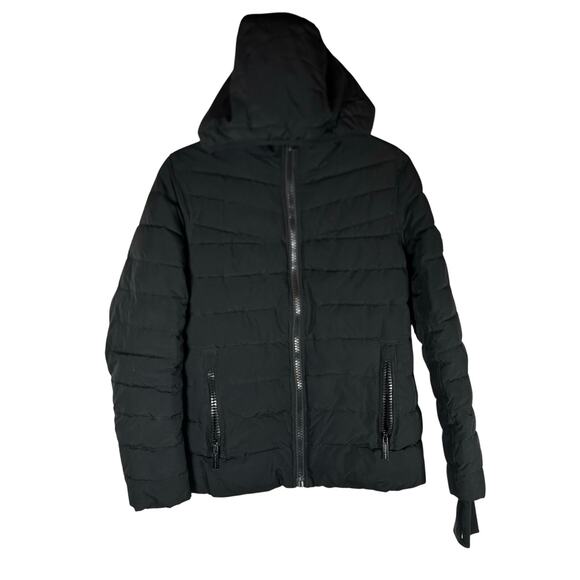 Michael Kors Puffer Jacket Womens Sz S Black Packable  Coat Zip sherpa Hood - Picture 1 of 12